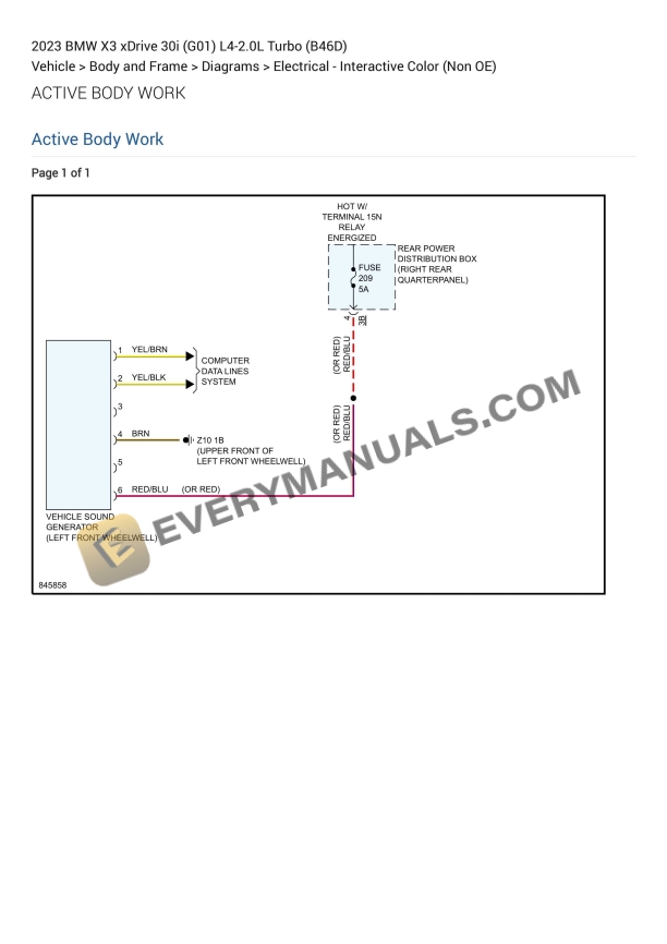 BMW X3 xDrive 30i (G01) 2023 Electrical Diagrams L4-2.0L Turbo (B46D)
