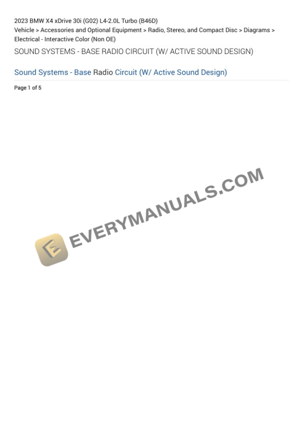 BMW X4 xDrive 30i (G02) 2023 Electrical Diagrams L4-2.0L Turbo (B46D) 6 BMW X4 xDrive 30i (G02) 2023 Electrical Diagrams L4-2.0L Turbo (B46D) - Image 4
