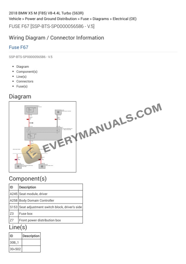 BMW X5 M (F85) 2018 Electrical Diagrams V8-4.4L Turbo (S63R) 5 BMW X5 M (F85) 2018 Electrical Diagrams V8-4.4L Turbo (S63R) - Image 3