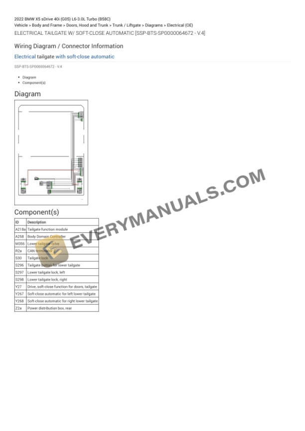 BMW X5 sDrive 40i (G05) 2022 Electrical Diagrams L6-3.0L Turbo (B58C) 4 BMW X5 sDrive 40i (G05) 2022 Electrical Diagrams L6-3.0L Turbo (B58C) - Image 2