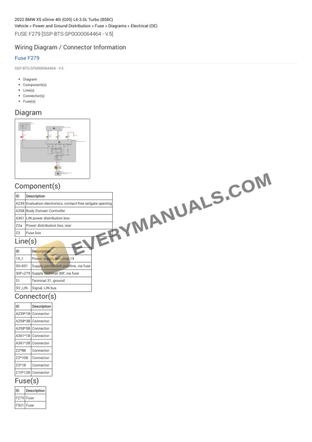 BMW X5 sDrive 40i (G05) 2022 Electrical Diagrams L6-3.0L Turbo (B58C) 5 BMW X5 sDrive 40i (G05) 2022 Electrical Diagrams L6-3.0L Turbo (B58C) - Image 3