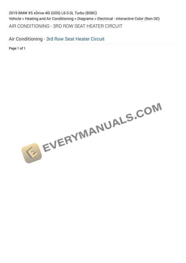 BMW X5 xDrive 40i (G05) 2019 Electrical Diagrams L6-3.0L Turbo (B58C)