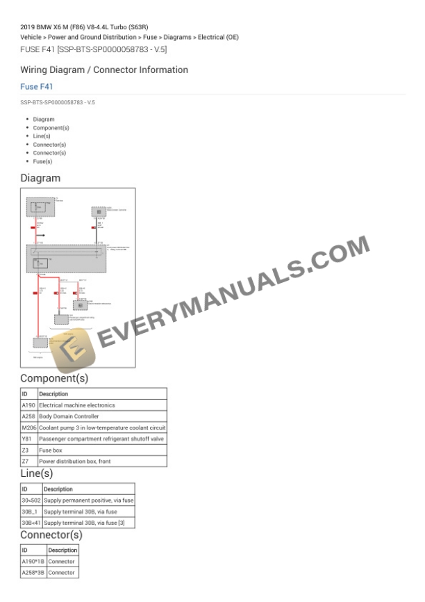 BMW X6 M (F86) 2019 Electrical Diagrams V8-4.4L Turbo (S63R) 5 BMW X6 M (F86) 2019 Electrical Diagrams V8-4.4L Turbo (S63R) - Image 3