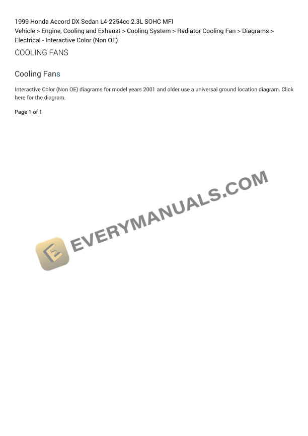 Honda Accord DX Sedan 1999 Electrical Diagrams L4-2254cc 2.3L SOHC MFI 1 honda accord dx sedan 1999 electrical diagrams l4 2254cc 23l sohc mfi 1