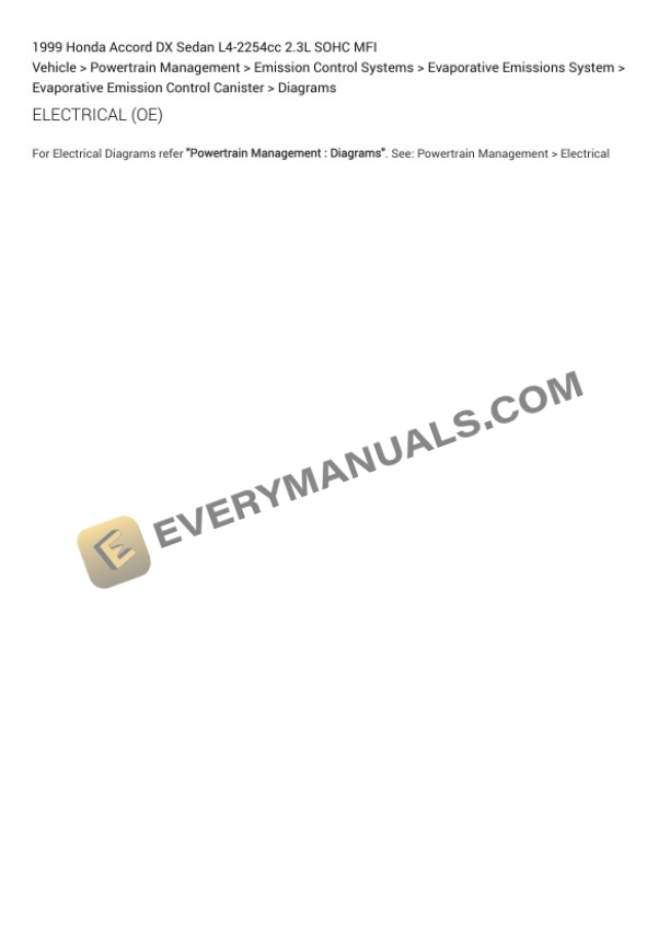 Honda Accord DX Sedan 1999 Electrical Diagrams L4-2254cc 2.3L SOHC MFI 4 Honda Accord DX Sedan 1999 Electrical Diagrams L4-2254cc 2.3L SOHC MFI - Image 2