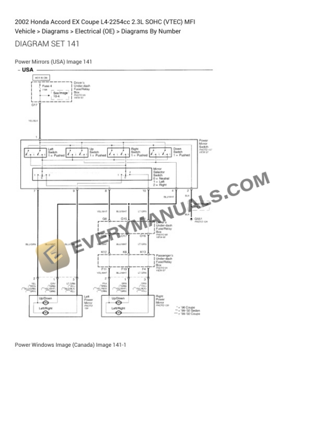 Honda Accord EX Coupe 2002 Electrical Diagrams L4-2254cc 2.3L SOHC (VTEC) MFI 4 Honda Accord EX Coupe 2002 Electrical Diagrams L4-2254cc 2.3L SOHC (VTEC) MFI - Image 2
