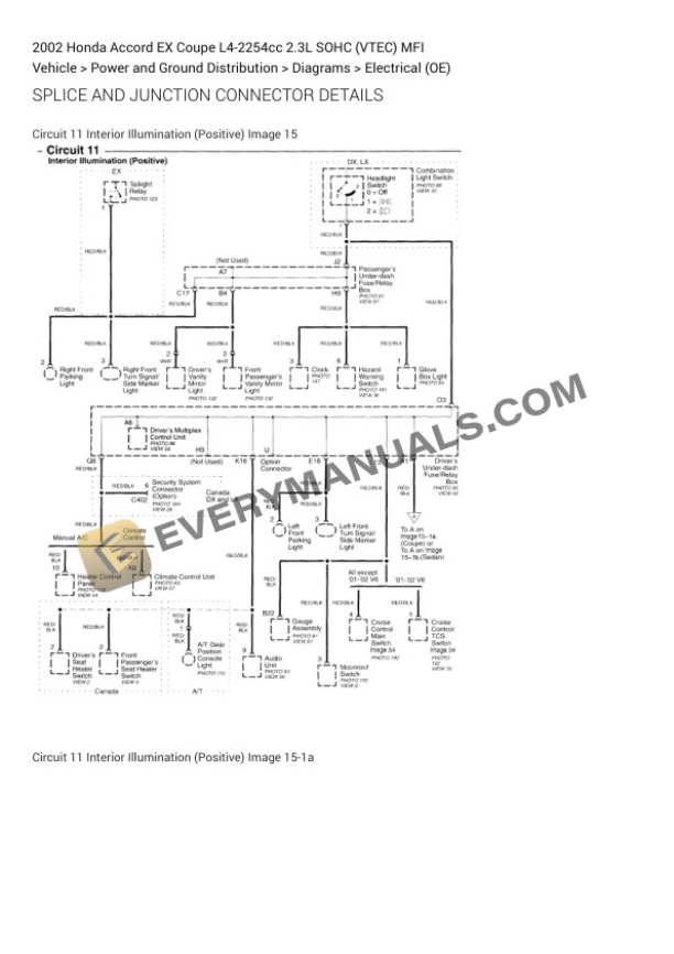 Honda Accord EX Coupe 2002 Electrical Diagrams L4-2254cc 2.3L SOHC (VTEC) MFI 7 Honda Accord EX Coupe 2002 Electrical Diagrams L4-2254cc 2.3L SOHC (VTEC) MFI - Image 5