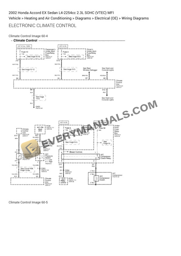 Honda Accord EX Sedan 2002 Electrical Diagrams L4-2254cc 2.3L SOHC (VTEC) MFI 5 Honda Accord EX Sedan 2002 Electrical Diagrams L4-2254cc 2.3L SOHC (VTEC) MFI - Image 3