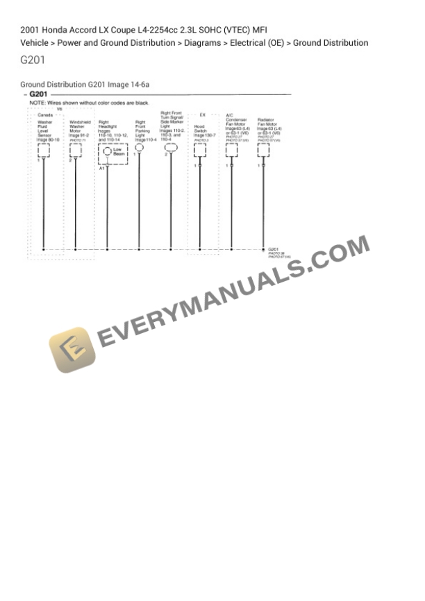 Honda Accord LX Coupe 2001 Electrical Diagrams L4-2254cc 2.3L SOHC (VTEC) MFI 5 Honda Accord LX Coupe 2001 Electrical Diagrams L4-2254cc 2.3L SOHC (VTEC) MFI - Image 3