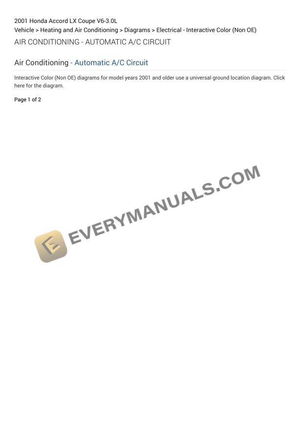 Honda Accord LX Coupe 2001 Electrical Diagrams V6-3.0L 1 honda accord lx coupe 2001 electrical diagrams v6 30l 1