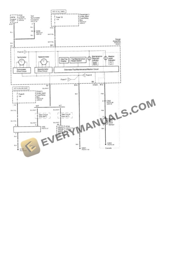 Honda Accord LX Sedan 1998 Electrical Diagrams L4-2254cc 2.3L SOHC (VTEC) MFI 5 Honda Accord LX Sedan 1998 Electrical Diagrams L4-2254cc 2.3L SOHC (VTEC) MFI - Image 3