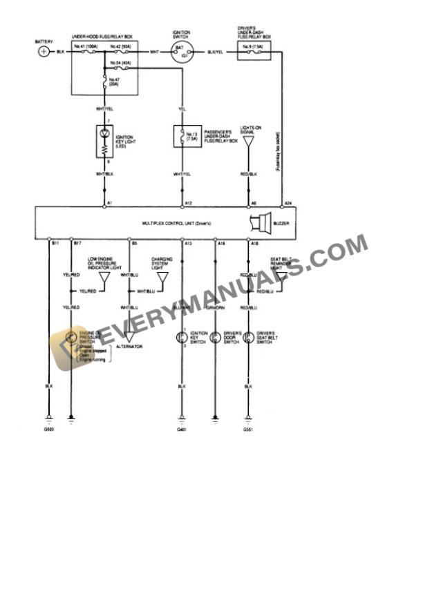 Honda Accord LX Sedan 1998 Electrical Diagrams L4-2254cc 2.3L SOHC (VTEC) MFI 7 Honda Accord LX Sedan 1998 Electrical Diagrams L4-2254cc 2.3L SOHC (VTEC) MFI - Image 5