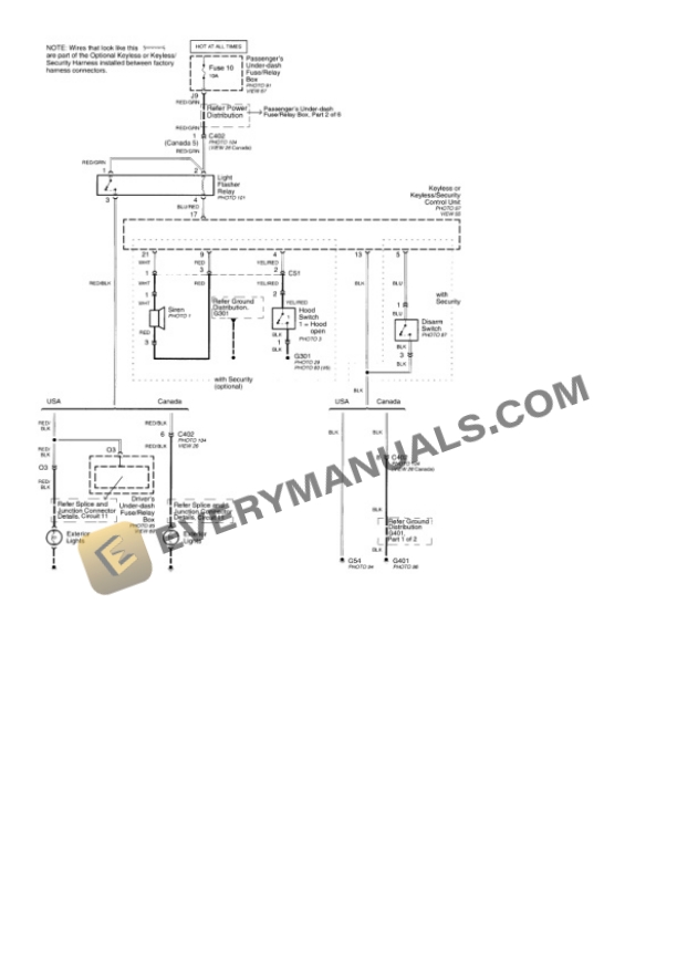Honda Accord LX Sedan 1999 Electrical Diagrams L4-2254cc 2.3L SOHC (VTEC) MFI 6 Honda Accord LX Sedan 1999 Electrical Diagrams L4-2254cc 2.3L SOHC (VTEC) MFI - Image 4