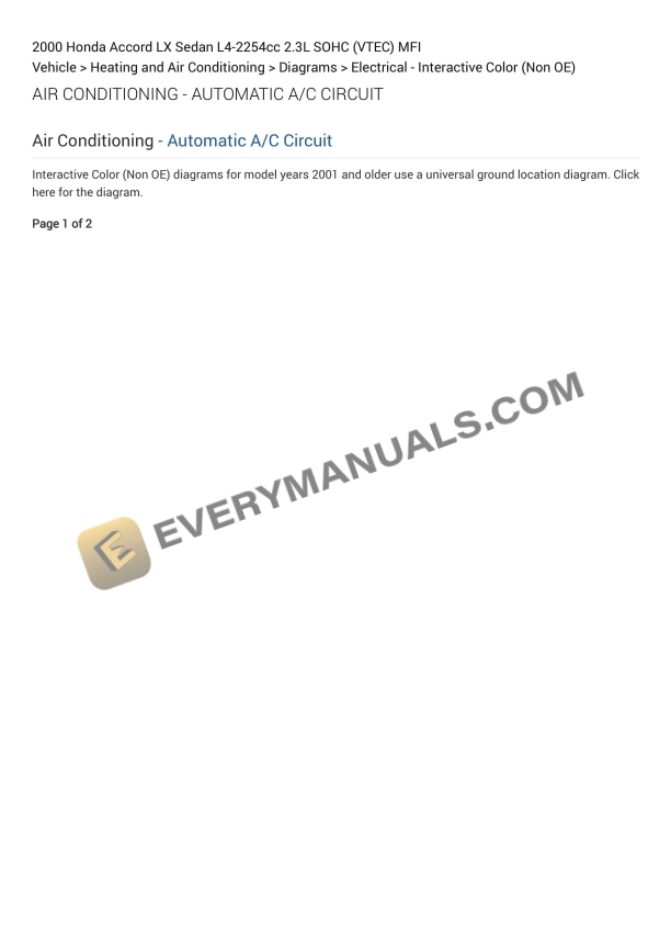honda accord lx sedan 2000 electrical diagrams l4 2254cc 23l sohc vtec mfi 1