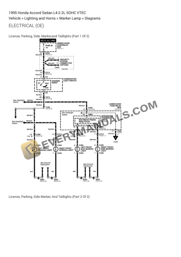 Honda Accord Sedan 1995 Electrical Diagrams L4-2.2L SOHC VTEC 7 Honda Accord Sedan 1995 Electrical Diagrams L4-2.2L SOHC VTEC - Image 5