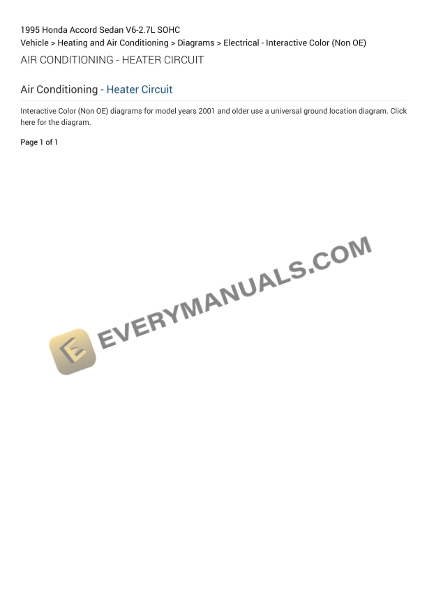 Honda Accord Sedan 1995 Electrical Diagrams V6-2.7L SOHC