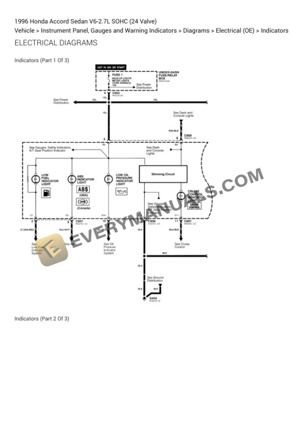 Honda Accord Sedan 1996 Electrical Diagrams V6-2.7L SOHC (24 Valve) 4 Honda Accord Sedan 1996 Electrical Diagrams V6-2.7L SOHC (24 Valve) - Image 2