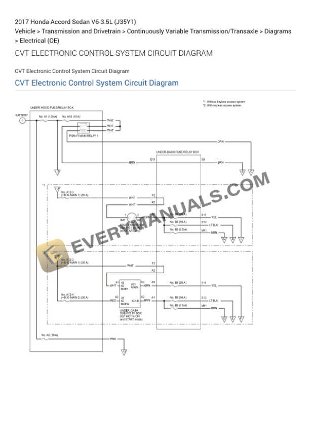 Honda Accord Sedan 2017 Electrical Diagrams V6-3.5L (J35Y1) 5 Honda Accord Sedan 2017 Electrical Diagrams V6-3.5L (J35Y1) - Image 3