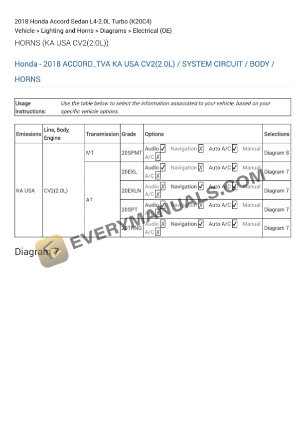 Honda Accord Sedan 2018 Electrical Diagrams L4-2.0L Turbo (K20C4) 5 Honda Accord Sedan 2018 Electrical Diagrams L4-2.0L Turbo (K20C4) - Image 3