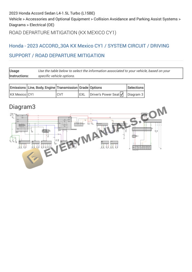 Honda Accord Sedan 2023 Electrical Diagrams L4-1.5L Turbo (L15BE) 5 Honda Accord Sedan 2023 Electrical Diagrams L4-1.5L Turbo (L15BE) - Image 3