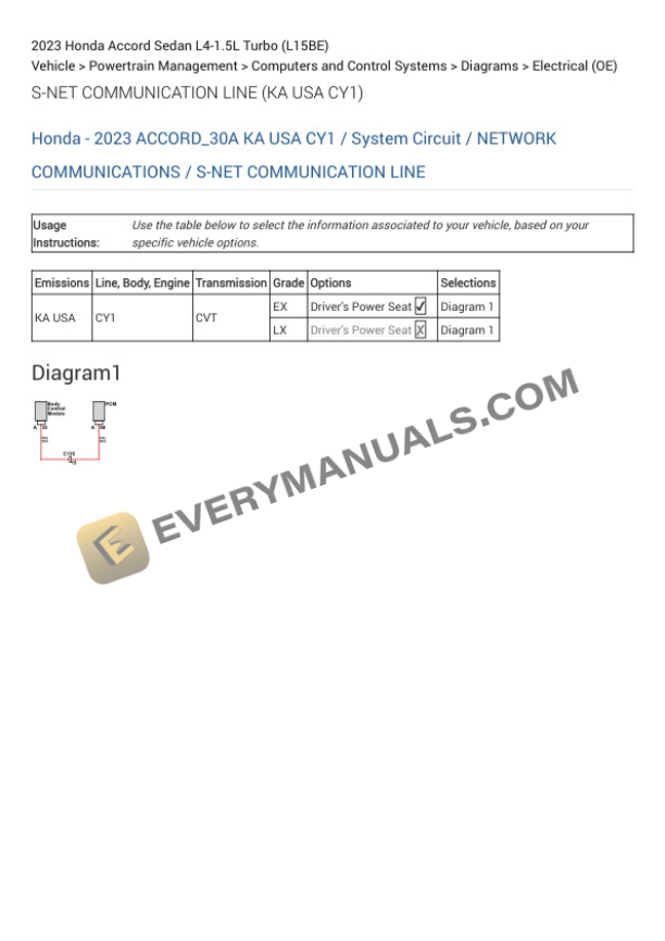 Honda Accord Sedan 2023 Electrical Diagrams L4-1.5L Turbo (L15BE) 6 Honda Accord Sedan 2023 Electrical Diagrams L4-1.5L Turbo (L15BE) - Image 4