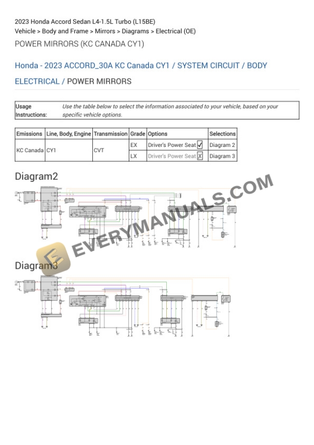 Honda Accord Sedan 2023 Electrical Diagrams L4-1.5L Turbo (L15BE) 7 Honda Accord Sedan 2023 Electrical Diagrams L4-1.5L Turbo (L15BE) - Image 5