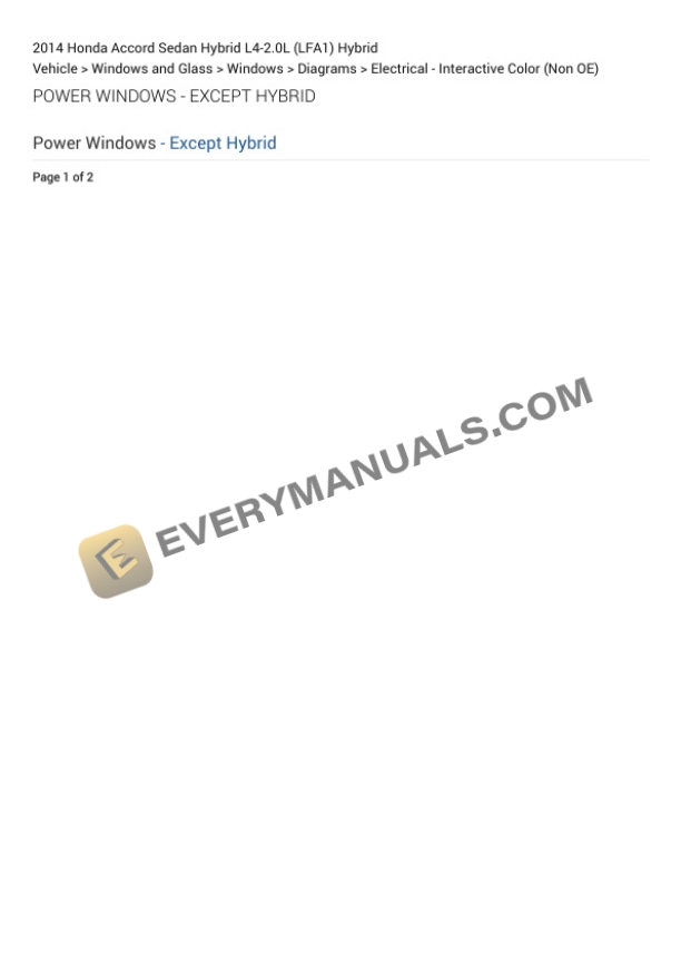 Honda Accord Sedan Hybrid 2014 Electrical Diagrams L4-2.0L (LFA1) Hybrid 4 Honda Accord Sedan Hybrid 2014 Electrical Diagrams L4-2.0L (LFA1) Hybrid - Image 2