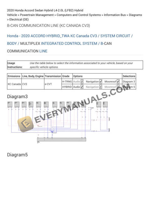Honda Accord Sedan Hybrid 2020 Electrical Diagrams L4-2.0L (LFB2) Hybrid 4 Honda Accord Sedan Hybrid 2020 Electrical Diagrams L4-2.0L (LFB2) Hybrid - Image 2