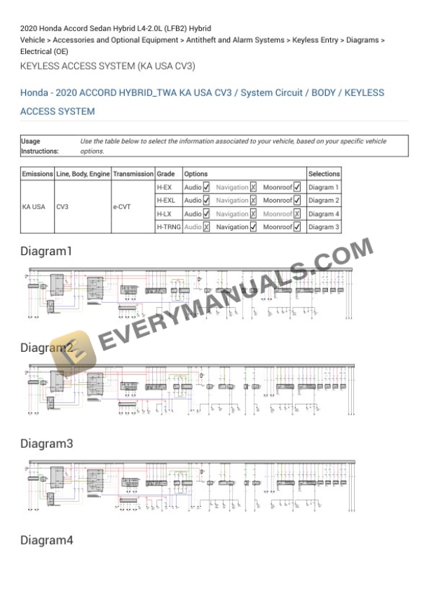 Honda Accord Sedan Hybrid 2020 Electrical Diagrams L4-2.0L (LFB2) Hybrid 6 Honda Accord Sedan Hybrid 2020 Electrical Diagrams L4-2.0L (LFB2) Hybrid - Image 4