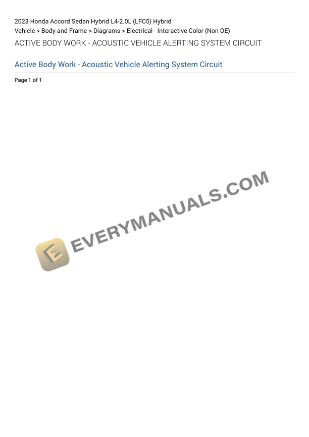 Honda Accord Sedan Hybrid 2023 Electrical Diagrams L4-2.0L (LFC5) Hybrid