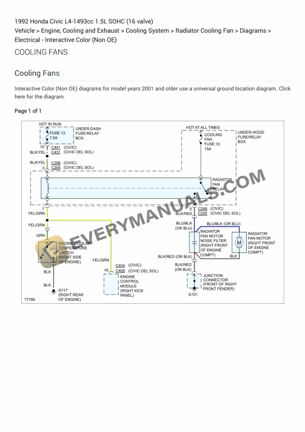 honda civic 1992 electrical diagrams l4 1493cc 15l sohc 16 valve 1