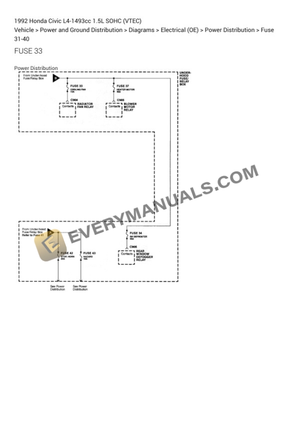 Honda Civic 1992 Electrical Diagrams L4-1493cc 1.5L SOHC (VTEC) 4 Honda Civic 1992 Electrical Diagrams L4-1493cc 1.5L SOHC (VTEC) - Image 2