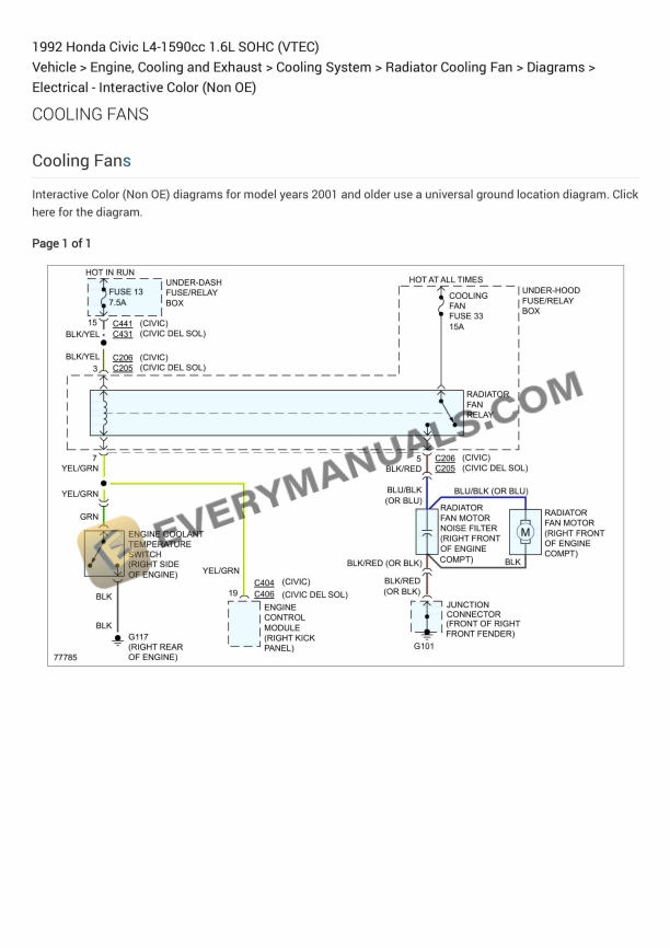 honda civic 1992 electrical diagrams l4 1590cc 16l sohc vtec 1