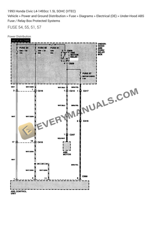 Honda Civic 1993 Electrical Diagrams L4-1493cc 1.5L SOHC (VTEC) 4 Honda Civic 1993 Electrical Diagrams L4-1493cc 1.5L SOHC (VTEC) - Image 2
