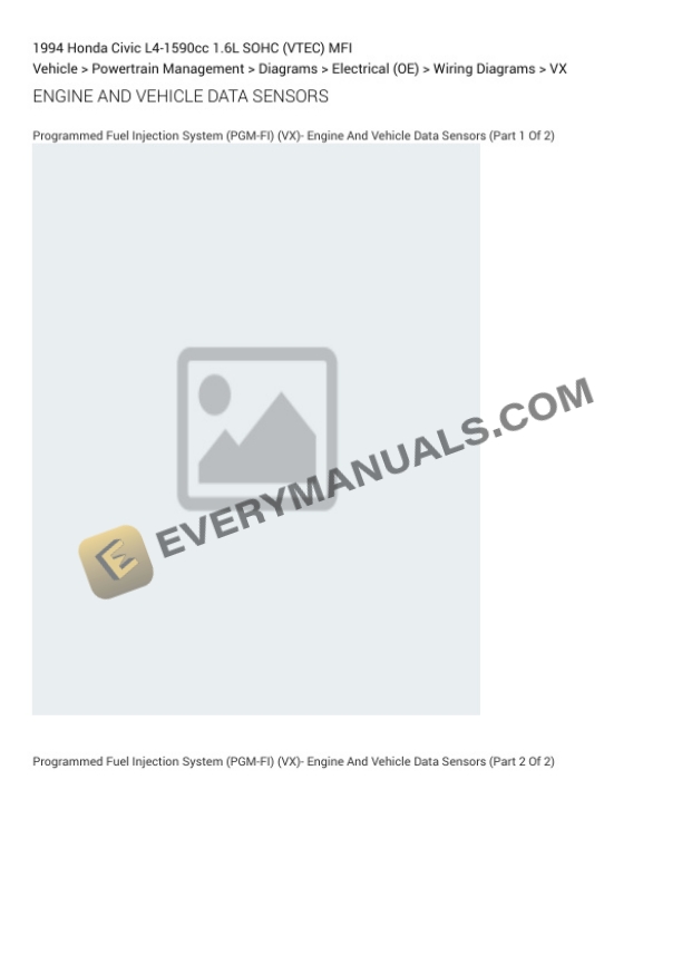 Honda Civic 1994 Electrical Diagrams L4-1590cc 1.6L SOHC (VTEC) MFI 4 Honda Civic 1994 Electrical Diagrams L4-1590cc 1.6L SOHC (VTEC) MFI - Image 2