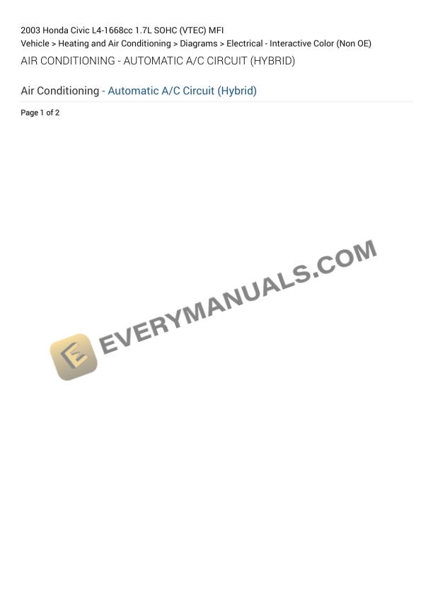 Honda Civic 2003 Electrical Diagrams L4-1668cc 1.7L SOHC (VTEC) MFI 1 honda civic 2003 electrical diagrams l4 1668cc 17l sohc vtec mfi 1