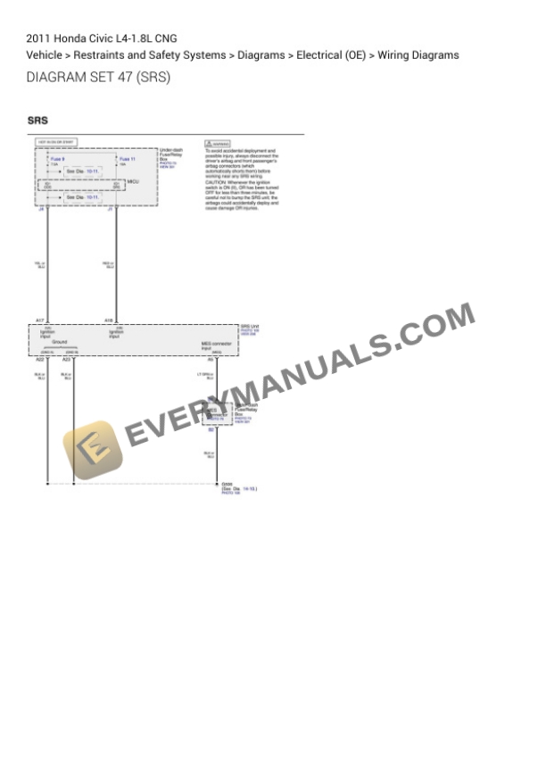 Honda Civic 2011 Electrical Diagrams L4-1.8L CNG 7 Honda Civic 2011 Electrical Diagrams L4-1.8L CNG - Image 5