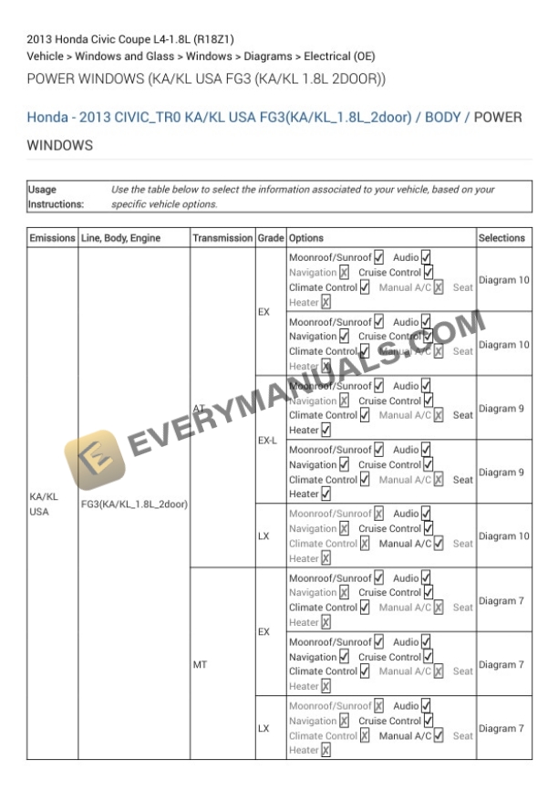Honda Civic Coupe 2013 Electrical Diagrams L4-1.8L (R18Z1) 7 Honda Civic Coupe 2013 Electrical Diagrams L4-1.8L (R18Z1) - Image 5