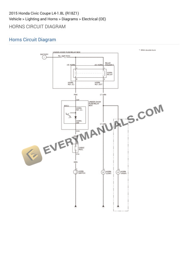 Honda Civic Coupe 2015 Electrical Diagrams L4-1.8L (R18Z1) 5 Honda Civic Coupe 2015 Electrical Diagrams L4-1.8L (R18Z1) - Image 3