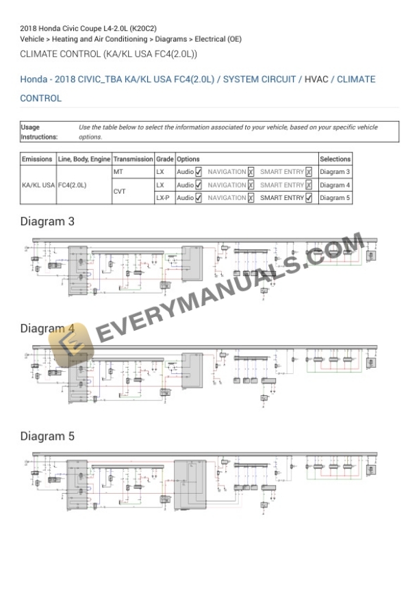 Honda Civic Coupe 2018 Electrical Diagrams L4-2.0L (K20C2) 4 Honda Civic Coupe 2018 Electrical Diagrams L4-2.0L (K20C2) - Image 2