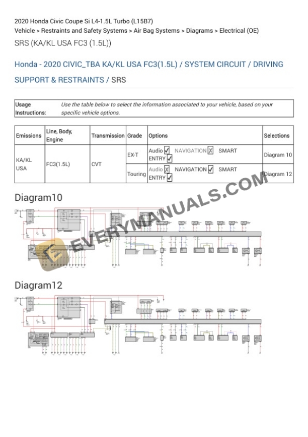 Honda Civic Coupe Si 2020 Electrical Diagrams L4-1.5L Turbo (L15B7) 7 Honda Civic Coupe Si 2020 Electrical Diagrams L4-1.5L Turbo (L15B7) - Image 5