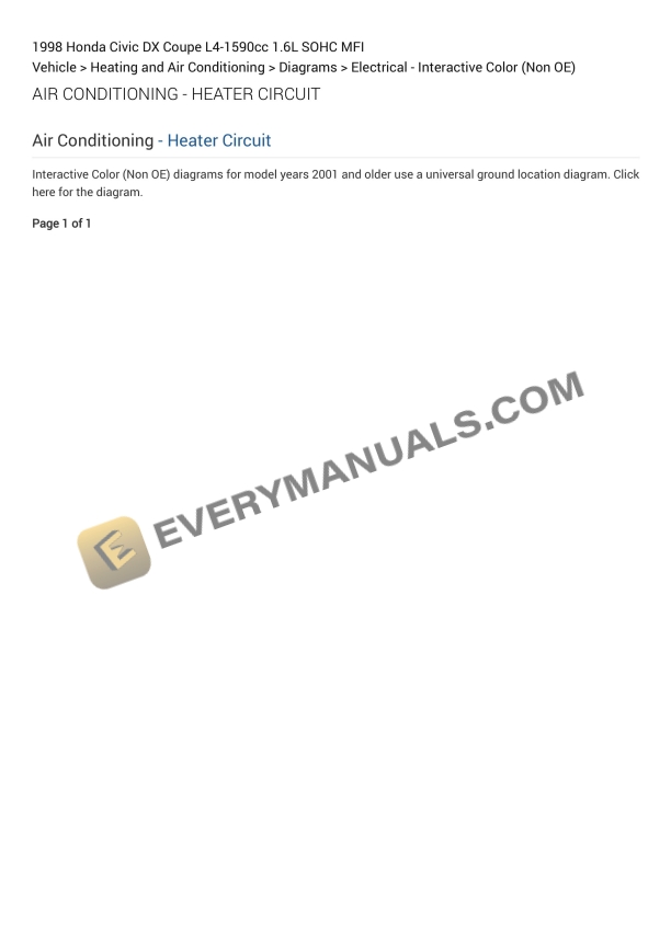 Honda Civic DX Coupe 1998 Electrical Diagrams L4-1590cc 1.6L SOHC MFI 3 Honda Civic DX Coupe 1998 Electrical Diagrams L4-1590cc 1.6L SOHC MFI