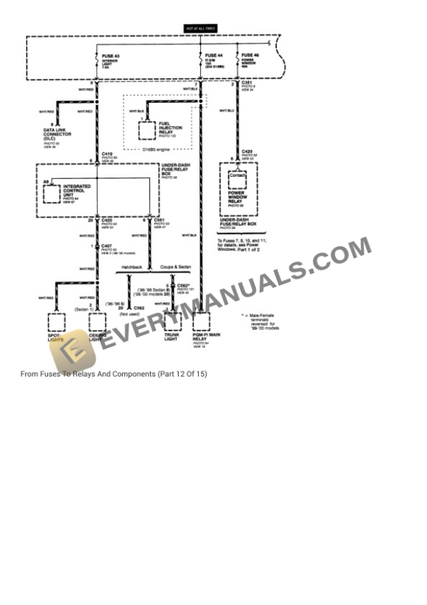 Honda Civic DX Sedan 1998 Electrical Diagrams L4-1590cc 1.6L SOHC MFI 7 Honda Civic DX Sedan 1998 Electrical Diagrams L4-1590cc 1.6L SOHC MFI - Image 5