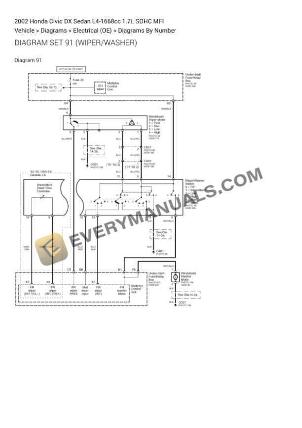Honda Civic DX Sedan 2002 Electrical Diagrams L4-1668cc 1.7L SOHC MFI 6 Honda Civic DX Sedan 2002 Electrical Diagrams L4-1668cc 1.7L SOHC MFI - Image 4