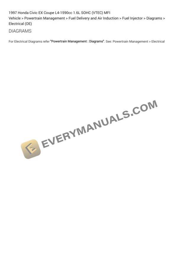 Honda Civic EX Coupe 1997 Electrical Diagrams L4-1590cc 1.6L SOHC (VTEC) MFI 4 Honda Civic EX Coupe 1997 Electrical Diagrams L4-1590cc 1.6L SOHC (VTEC) MFI - Image 2