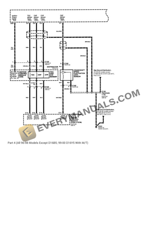 Honda Civic EX Coupe 1998 Electrical Diagrams L4-1590cc 1.6L SOHC (VTEC) MFI 6 Honda Civic EX Coupe 1998 Electrical Diagrams L4-1590cc 1.6L SOHC (VTEC) MFI - Image 4