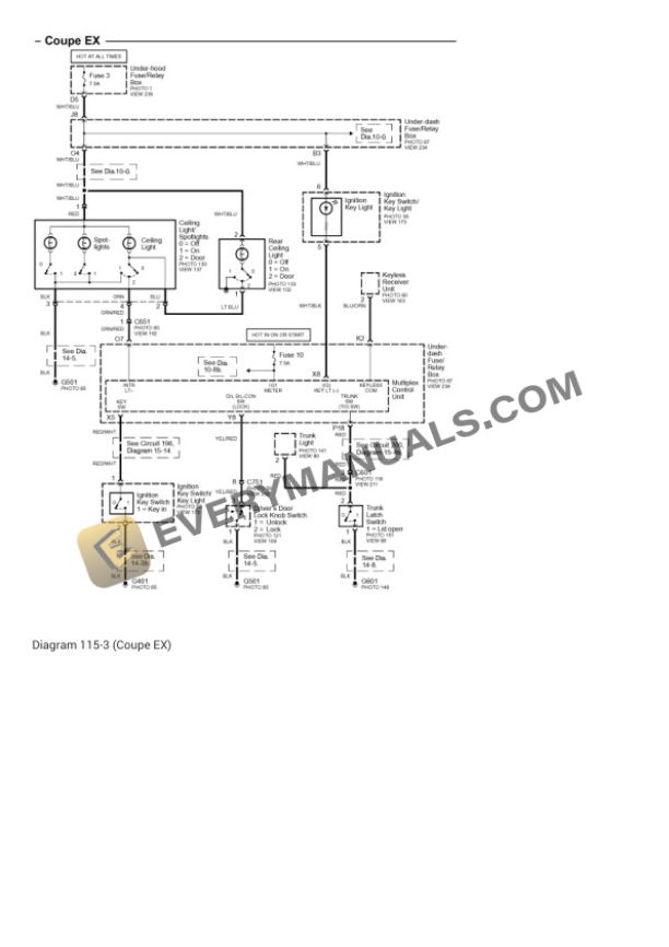 Honda Civic EX Coupe 2001 Electrical Diagrams L4-1668cc 1.7L SOHC (VTEC-E) MFI 4 Honda Civic EX Coupe 2001 Electrical Diagrams L4-1668cc 1.7L SOHC (VTEC-E) MFI - Image 2