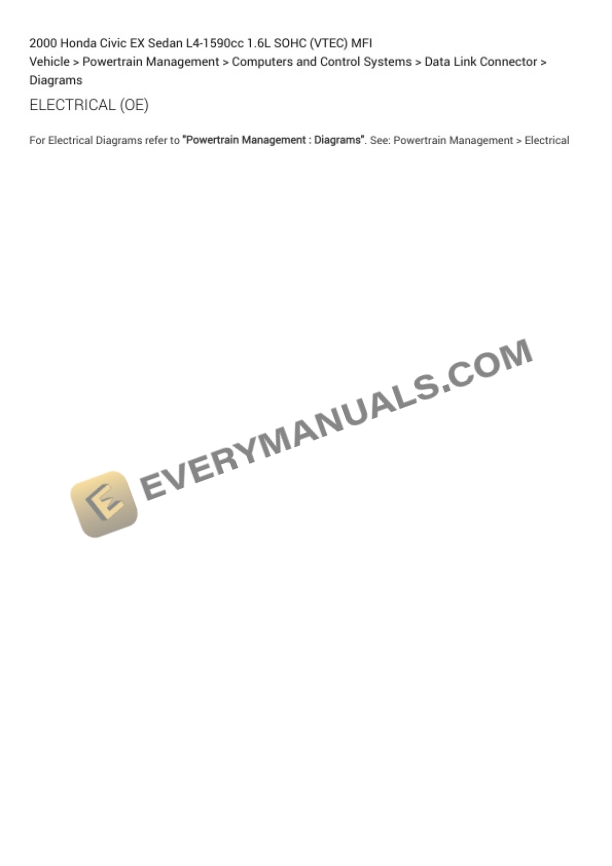 Honda Civic EX Sedan 2000 Electrical Diagrams L4-1590cc 1.6L SOHC (VTEC) MFI 4 Honda Civic EX Sedan 2000 Electrical Diagrams L4-1590cc 1.6L SOHC (VTEC) MFI - Image 2