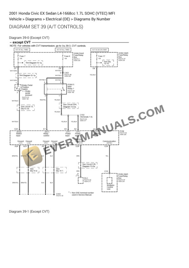 Honda Civic EX Sedan 2001 Electrical Diagrams L4-1668cc 1.7L SOHC (VTEC) MFI 5 Honda Civic EX Sedan 2001 Electrical Diagrams L4-1668cc 1.7L SOHC (VTEC) MFI - Image 3