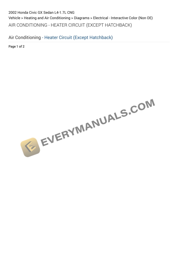 Honda Civic GX Sedan 2002 Electrical Diagrams L4-1.7L CNG